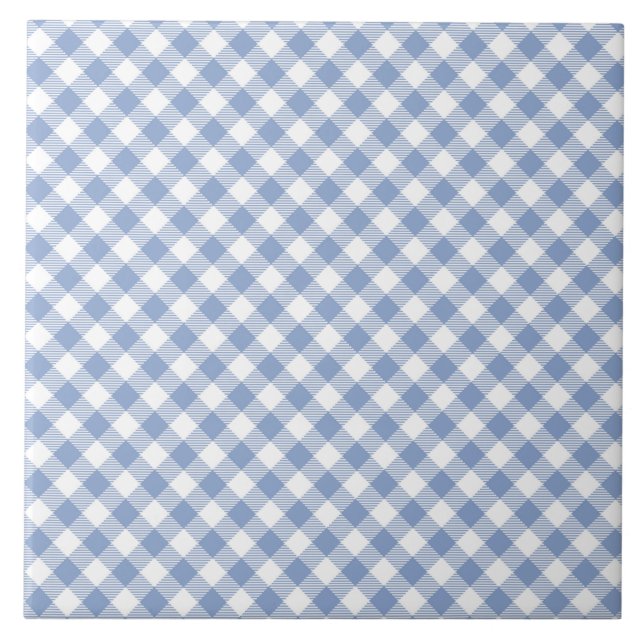 Kontrollerad Blue Gingham Classic Mönster Kakelplatta (Framsidan)