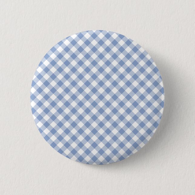 Kontrollerad Blue Gingham Classic Mönster Knapp (Framsida)