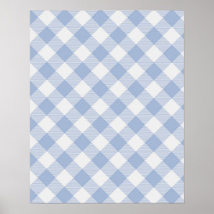 Kontrollerad Blue Gingham Classic Mönster Poster