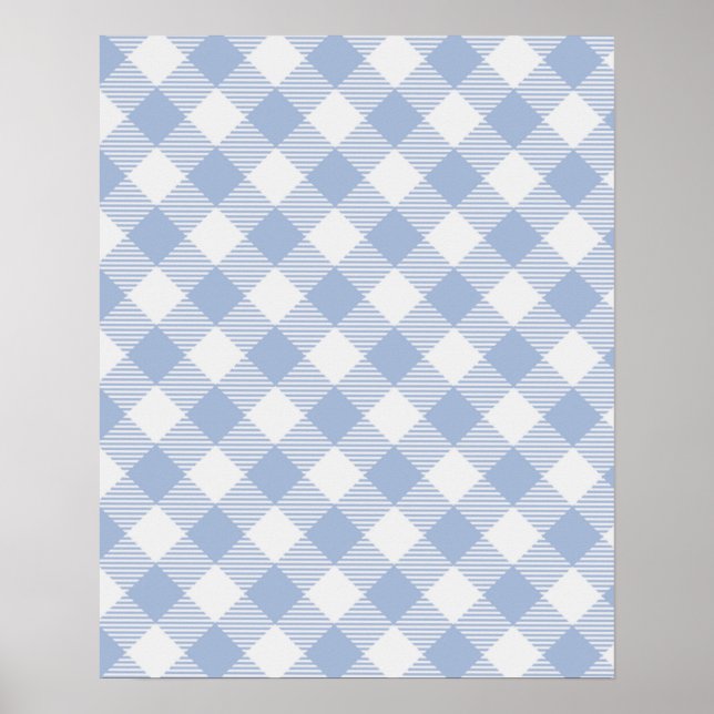 Kontrollerad Blue Gingham Classic Mönster Poster (Framsidan)