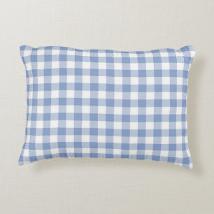 Kontrollerad Blue Gingham Classic Mönster Prydnadskudde