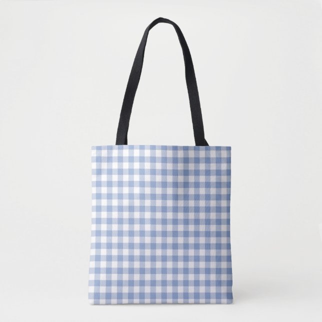 Kontrollerad Blue Gingham Classic Mönster Tygkasse (Framsida)