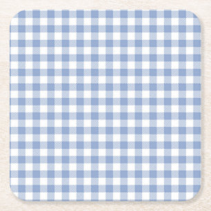 Kontrollerad Blue Gingham Classic Mönster Underlägg Papper Kvadrat