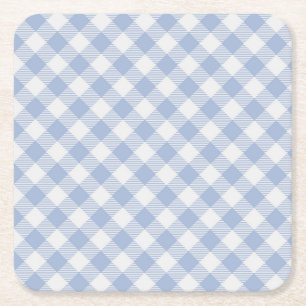 Kontrollerad Blue Gingham Classic Mönster Underlägg Papper Kvadrat
