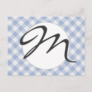 Kontrollerad Blue Gingham Classic Mönster Vykort