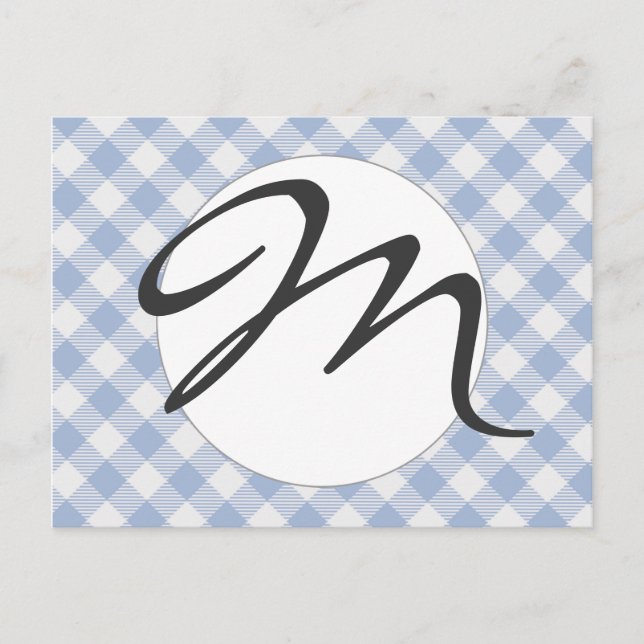 Kontrollerad Blue Gingham Classic Mönster Vykort (Framsida)