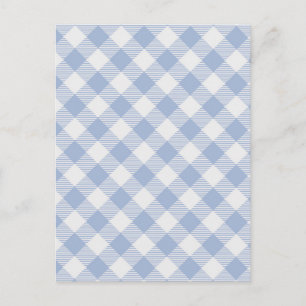 Kontrollerad Blue Gingham Classic Mönster Vykort