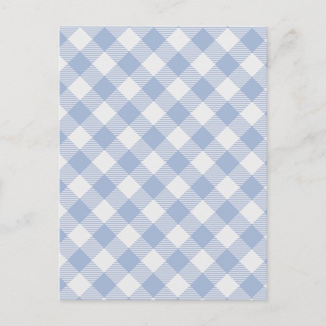 Kontrollerad Blue Gingham Classic Mönster Vykort (Framsida)