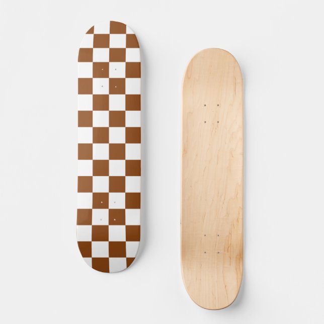 Kontrollerad brun och vit mini skateboard bräda 18,5 cm (Framsida)