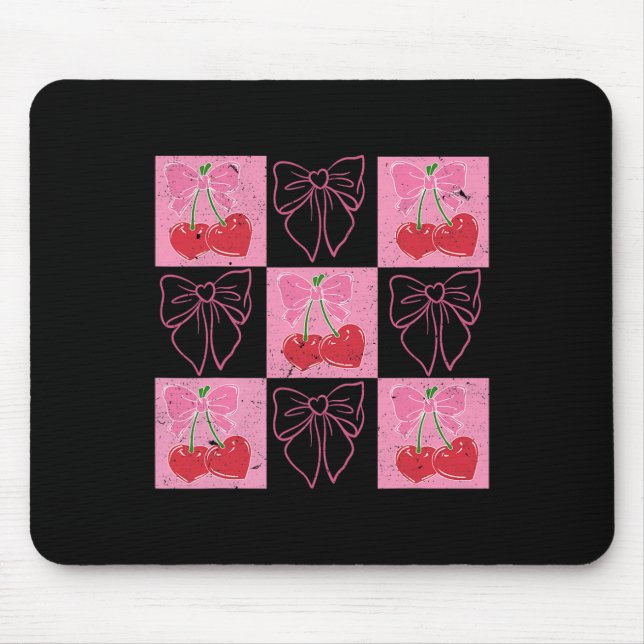Kontrollerad Cherry Coquette Bow Ribbon Rosa Valen Musmatta (Framsidan)