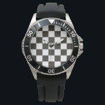 Kontrollerad Flagga (svartvitt) (Checker Mönster) Armbandsur<br><div class="desc">Den här konstruktionen har en svartvit flagga som vanligtvis används i motorisk tävla för att ange avsluta. Flagga förknippas ofta med vinnaren av tävling, eftersom de är de första som kör förbi den kontrollerade flagga. Mönster kan också ses som påverkat av en schackbräda som används för att spela strategiska spel...</div>