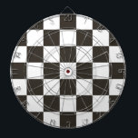 Kontrollerad Flagga (svartvitt) (Checker Mönster) Darttavla<br><div class="desc">Den här konstruktionen har en svartvit flagga som vanligtvis används i motorisk tävla för att ange avsluta. Flagga förknippas ofta med vinnaren av tävling, eftersom de är de första som kör förbi den kontrollerade flagga. Mönster kan också ses som påverkat av en schackbräda som används för att spela strategiska spel...</div>