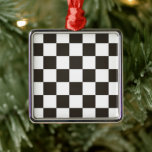 Kontrollerad Flagga (svartvitt) (Checker Mönster) Julgransprydnad Metall<br><div class="desc">Den här konstruktionen har en svartvit flagga som vanligtvis används i motorisk tävla för att ange avsluta. Flagga förknippas ofta med vinnaren av tävling, eftersom de är de första som kör förbi den kontrollerade flagga. Mönster kan också ses som påverkat av en schackbräda som används för att spela strategiska spel...</div>