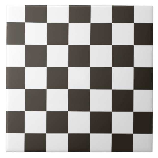 Kontrollerad Flagga (svartvitt) (Checker Mönster) Kakelplatta (Framsidan)