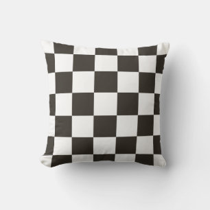 Kontrollerad Flagga (svartvitt) (Checker Mönster) Kudde