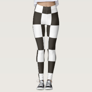 Kontrollerad Flagga (svartvitt) (Checker Mönster) Leggings