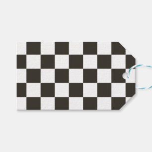 Kontrollerad Flagga (svartvitt) (Checker Mönster) Presentetikett