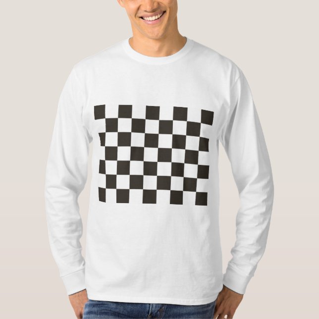 Kontrollerad Flagga (svartvitt) (Checker Mönster) T Shirt (Framsida)