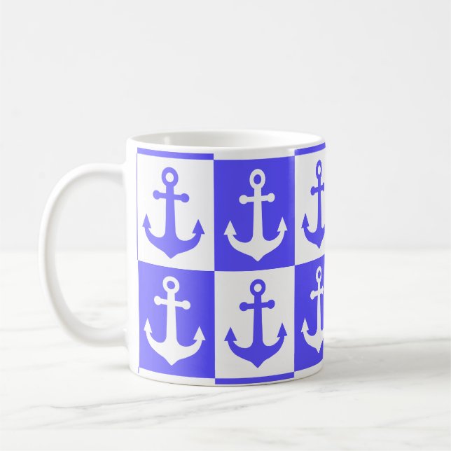 Kontrollerad Frakt Anchor Mönster - Ocean Blue Kaffemugg (Vänster)