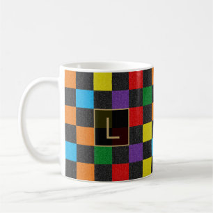 Kontrollerad Glitter Rainbow Anpassningsbar Monogr Kaffemugg
