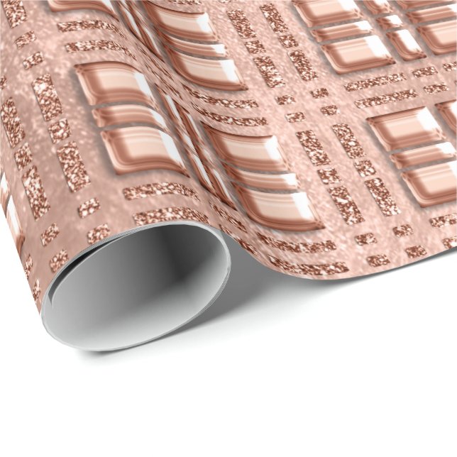 Kontrollerad grillad geometri Ro Guld kopparkoncep Presentpapper (Rullad Hörn)