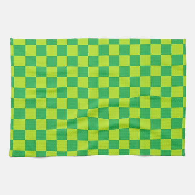 Kontrollerad grön och Grönt av kalk Kökshandduk (Horisontell)