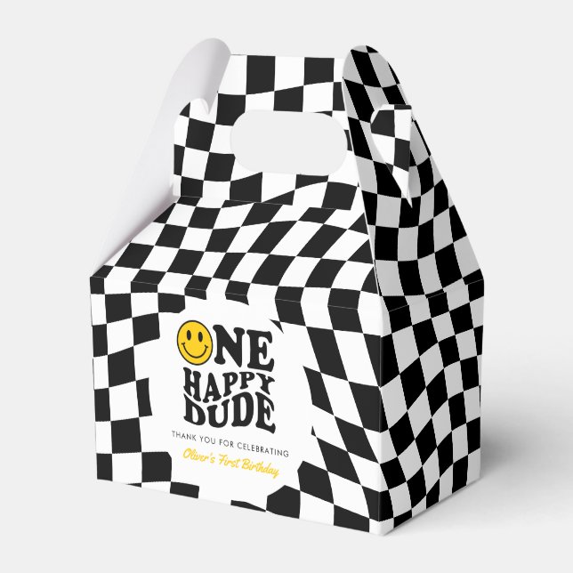 Kontrollerad Gult Preppy Smile Anpassningsbar 1:a  Presentaskar (Framsidan Sidan)