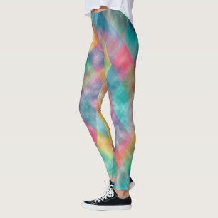Kontrollerad Harlequin Blek Rainbow Monogram Namn Leggings