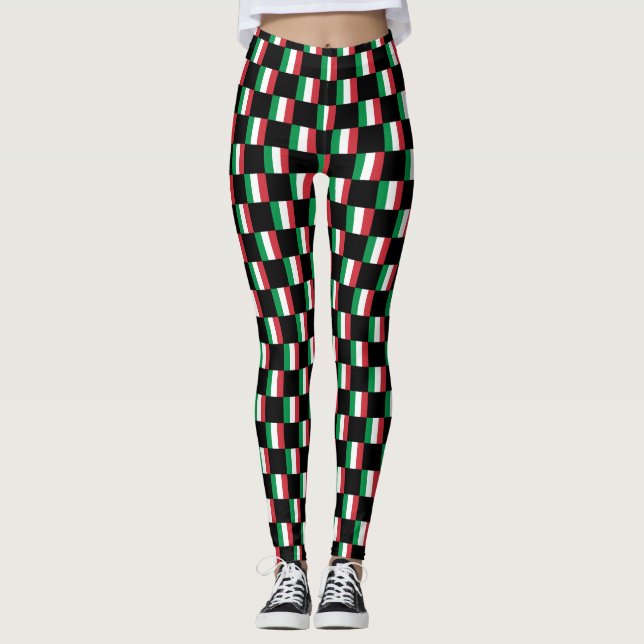 Kontrollerad Italien Flagga Mönster Leggings (Framsida)