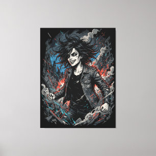 Kontrollerad Kaos Punk Tjej Urban Grunge Rebel A Canvastryck