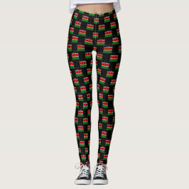 Kontrollerad Kenya Flagga Mönster Leggings