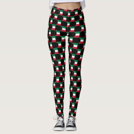 Kontrollerad Kuwait Flagga Mönster Leggings