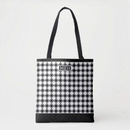 Kontrollerad lutning TI Monogrammed BW Tote Bag Tygkasse