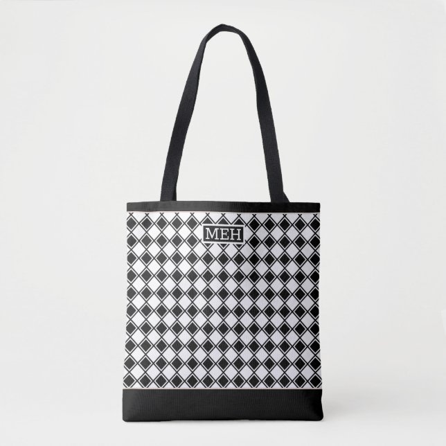Kontrollerad lutning TI Monogrammed BW Tote Bag Tygkasse (Framsida)