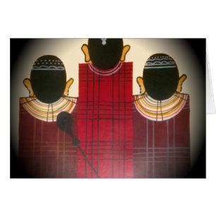 Kontrollerad Maasai-familjen Porträtt Hälsningskort