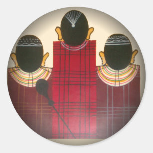 Kontrollerad Maasai-familjen Porträtt Runt Klistermärke