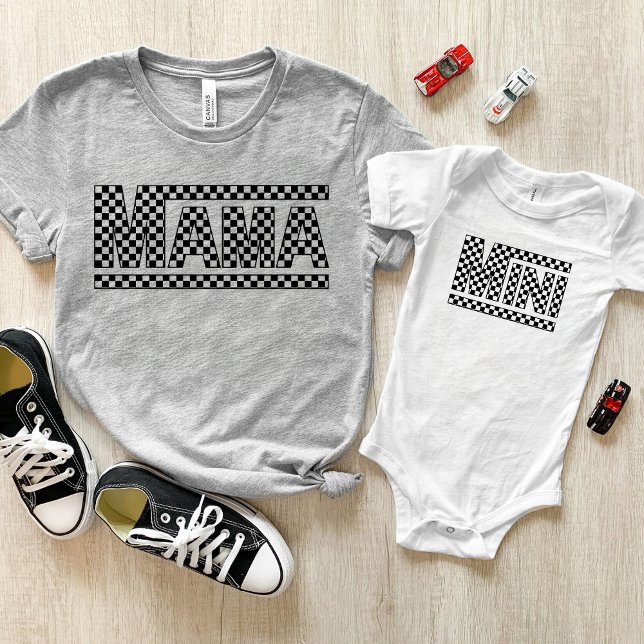 Kontrollerad Mamma Tshirt - Matcha med din Mini T Shirt (Mama Mini Tshirts Checkered - Likes Vans)