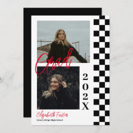 &Kontrollerad med röd inbjudan till studenten