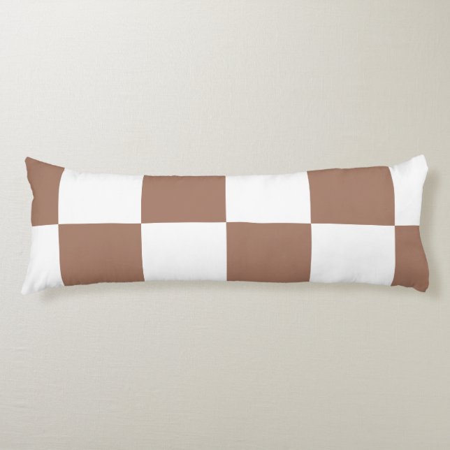 Kontrollerad Mönster i White och Mocha Mousse Kroppskudde (Framsidan)
