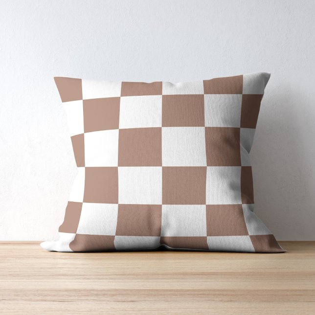 Kontrollerad Mönster i White och Mocha Mousse Kudde (Skapare uppladdad)