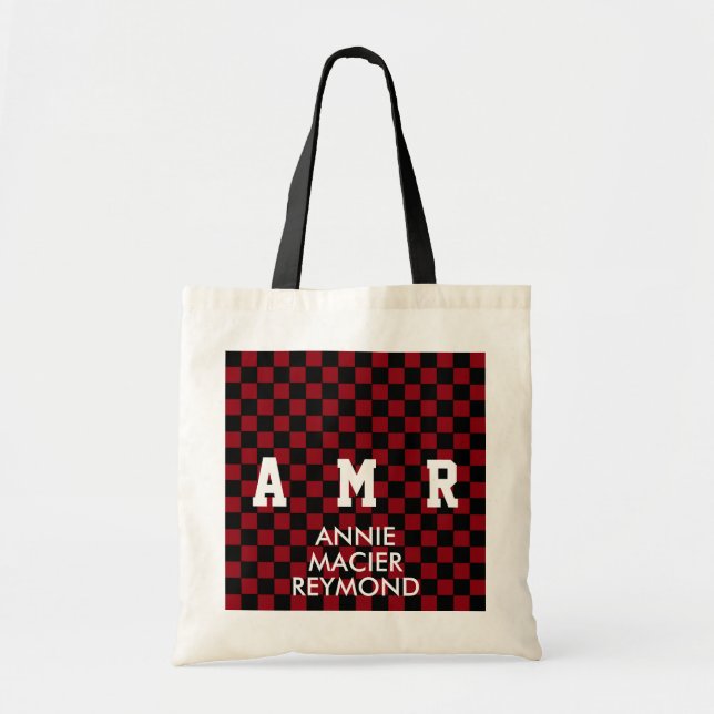 Kontrollerad mönster personlig monogram tygkasse (Framsidan)