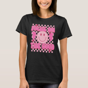 Kontrollerad Mönster Rosa Smile Ansikte fokuserar T Shirt