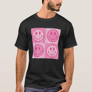 Kontrollerad Mönster sjömil Ansikte Rosa Lycklig A T Shirt