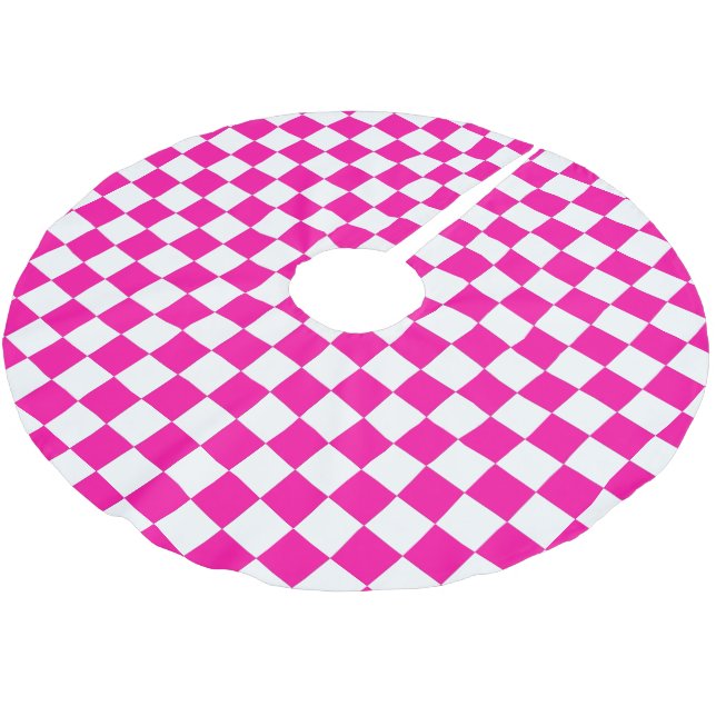 Kontrollerad Neon Rosa och White Julgransmatta Borstad Polyester (Vinklad)
