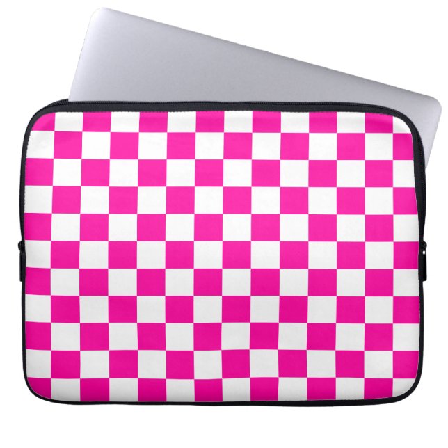 Kontrollerad Neon Rosa och White Laptop Fodral (Framsidan)