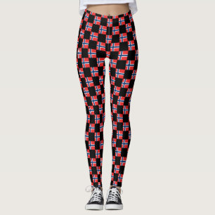 Kontrollerad Norge Flagga Mönster Leggings