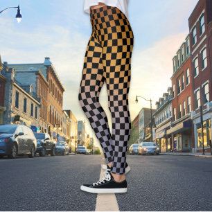 Kontrollerad Orange och Lila Sunset Leggings