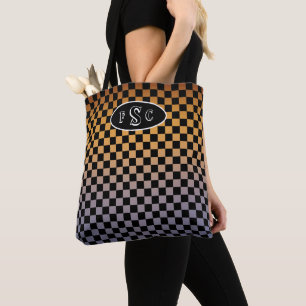 Kontrollerad Orange och Lila Sunset Monogram Tygkasse