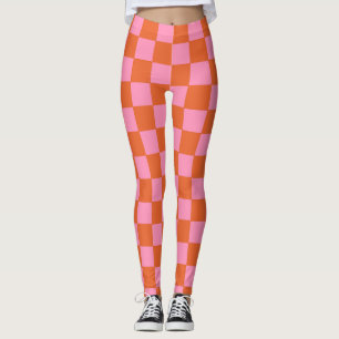 Kontrollerad Orange och Rosa Leggings