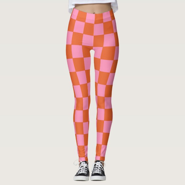 Kontrollerad Orange och Rosa Leggings (Framsida)